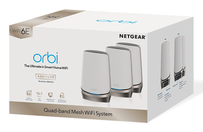 Orbi Quad-band RBKE963 AXE11000 WiFi 6E Mesh System