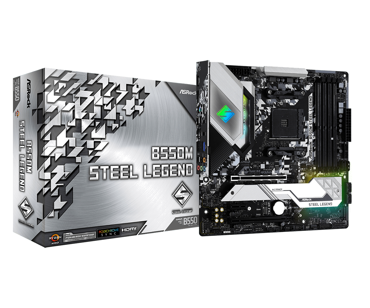 B550M Steel Legend AMD B550 Socket AM4 micro ATX