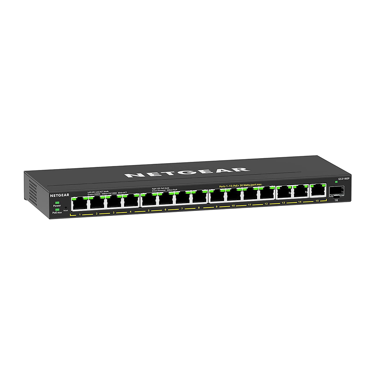 GS316EP-100PES network switch Managed Gigabit Ethernet (10/100/1000) Power over Ethernet (PoE) Black