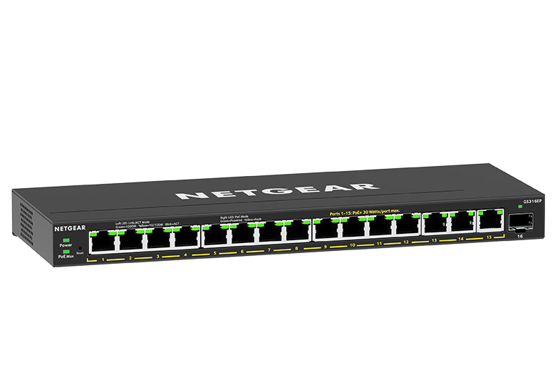 GS316EP-100PES network switch Managed Gigabit Ethernet (10/100/1000) Power over Ethernet (PoE) Black