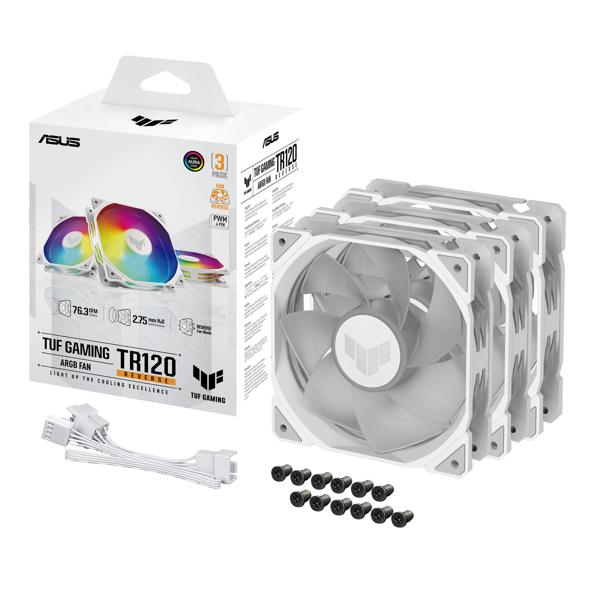 TUF GAMING TR120 ARGB REVERSE 3IN1 White