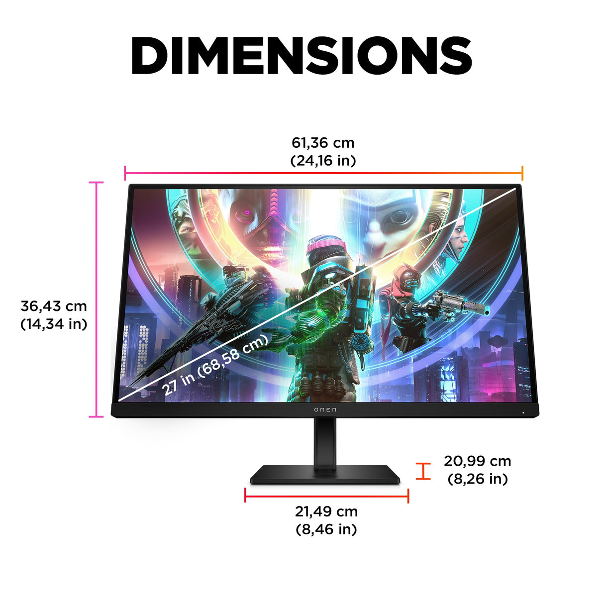 OMEN by HP OMEN by 27 inch QHD 240Hz Gaming Monitor - OMEN 27qs computer monitor 68.6 cm (27") 2560 x 1440 pixels Quad HD Black