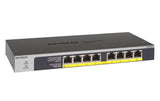 GS108LP Unmanaged Gigabit Ethernet (10/100/1000) Power over Ethernet (PoE) 1U Black, Grey