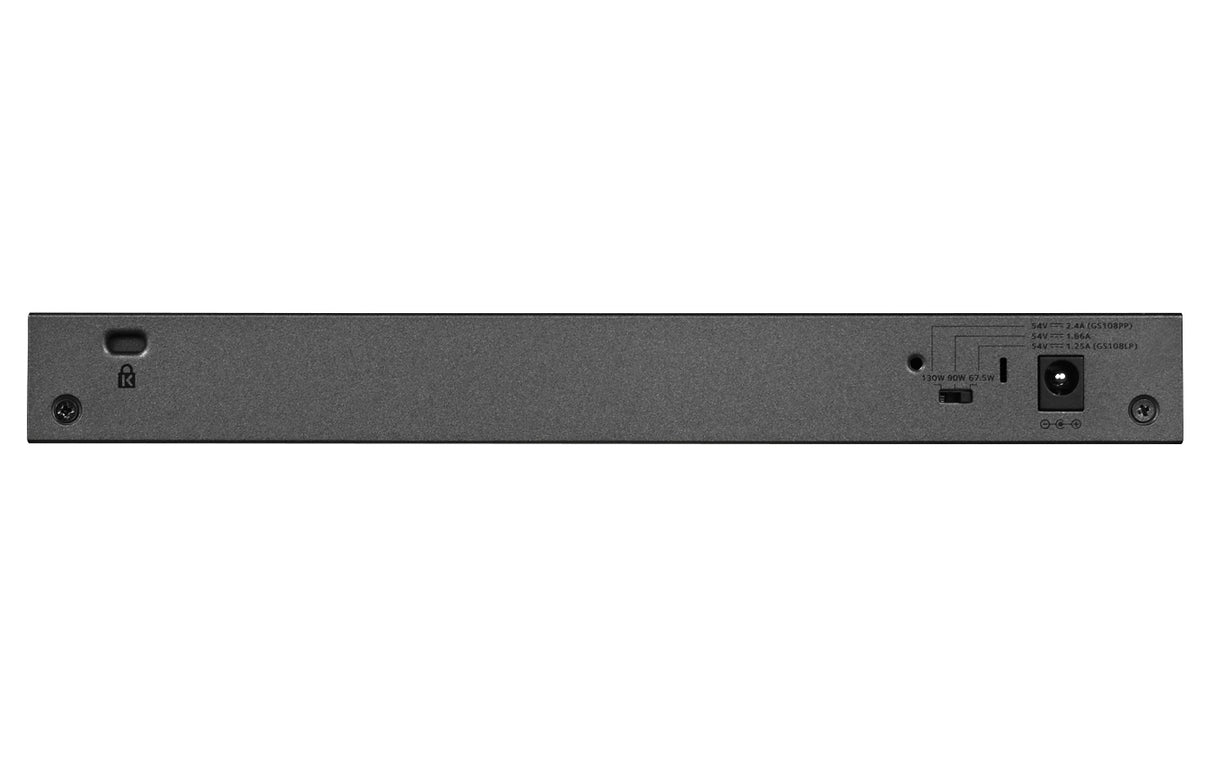 GS108LP Unmanaged Gigabit Ethernet (10/100/1000) Power over Ethernet (PoE) 1U Black, Grey