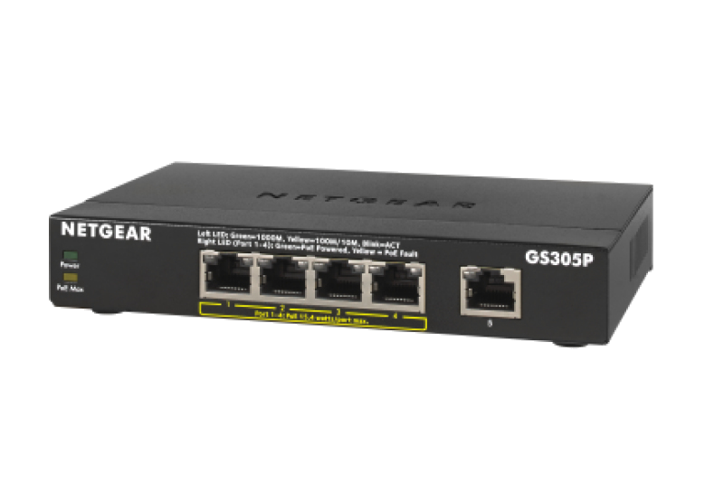 GS305Pv2 Unmanaged Gigabit Ethernet (10/100/1000) Power over Ethernet (PoE) Black