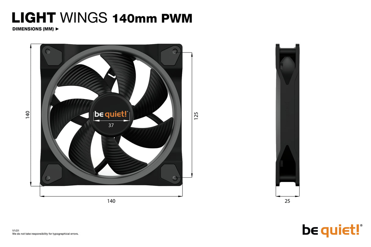 Light Wings 140mm ARGB PWM Fan Black